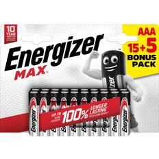 Aaa batterier 20 Energizer Max AAA E92 Batterier 20 St