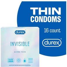 Durex Invisible Condoms, Ultra Thin, Ultra Sensitive Natural Rubber Latex Condoms for Men, 16 Count