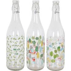 Kristallglas Vattenflaskor BigBuy Home Lella Save the Earth Water Bottle 3pcs 1L