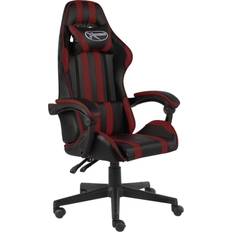 vidaXL Silla Gaming De Cuero Sintético Negro Y Rojo Tinto