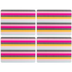 Navigate Gardenia Placemats Stripe Set Place Mat Pink, Yellow, Grey