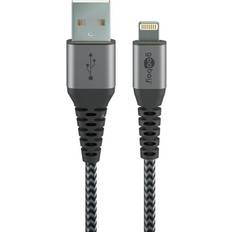 Goobay Lightning USB-A Tekstil kabel sølv 0,5 m