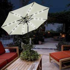 Garden & Outdoor Environment GlamHaus Garden Parasol Tilting Umbrella, Solar Cream