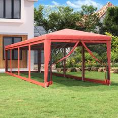 vidaXL Tenda Per Feste Con 10 Pareti Laterali In Rete Rossa 3x12 m HDPE
