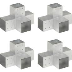 vidaXL Connettori Pali a Forma di x 4 pz in Metallo Zincato 101x101 mm - Argento
