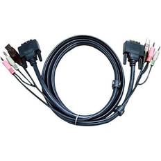 Kabler Aten 2L-7D03UD stereo mini-jackstik, stereo mini-jackstik, DVI-D han - 3 2m