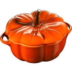 Dishwasher Safe Other Pots Staub Ceramic 24-oz Pumpkin Cocotte Burnt with lid 1 Parts