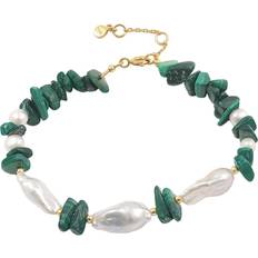 Ellie Bracelet - Gold/Green/Pearls