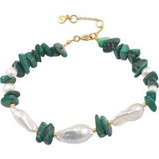 Hultquist Armbånd Hultquist Ellie Bracelet - Gold/Green/Pearls