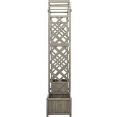 vidaXL Garden Pergola with Planter Grey Firwood 300x110cm