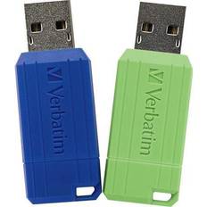 Memory Cards & USB Flash Drives Verbatim 16GB PinStripe USB Flash Drive 2pk Blue, Green