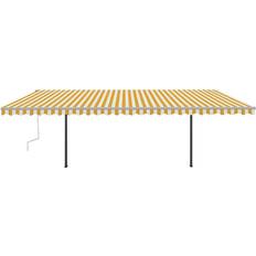 Giardino e Ambiente Esterno Be Basic Tenda Da Sole Retrattile Manuale Con Pali 6x3,5 m Gialla Bianca