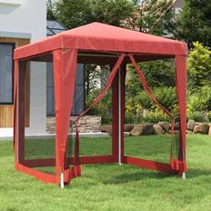 vidaXL Carpa Para Fiestas Con 4 Paredes de Malla HDPE Rojo 2x2 m