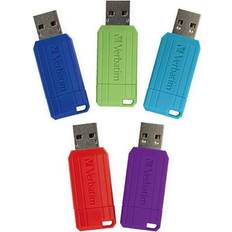 16gb usb pack Verbatim PinStripe 16GB USB 2.0 Flash Drives, 5/Pack (99813) Assorted