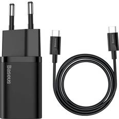 Baseus Super Si Quick Charger 1C 25W wall charger with a USB-C to USB-C 1m cable (black)