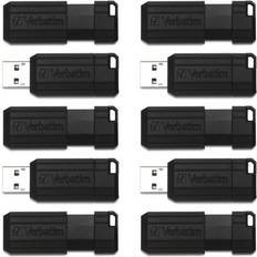 Verbatim PinStripe 32GB USB 2.0 Flash Drive, 10/Pack (70062) Black