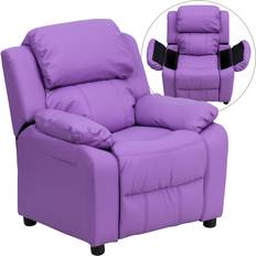 Flash Furniture Armchairs Flash Furniture Charlie Deluxe Padded Contemporary Lavender Vinyl Recliner with Storage