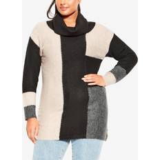 Evans Tops Evans Avenue Plus Color Block Cowl Neck Jumper Sweater Female