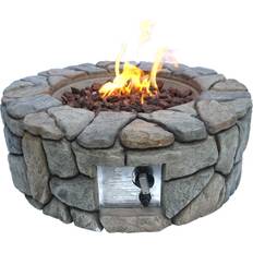 Outdoor propane fire pit Teamson Home Round Stone Propane Gas Fire Pit Ø28"