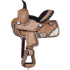 Beige Saddles & Accessories Silver Royal Burn The Breeze Miniature Barrel Saddle 8inch - Light Oil