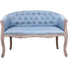 Dkd Home Decor Furniture Dkd Home Decor Blue Polyester Rubberwood Sofa 42.1" 2 Seater