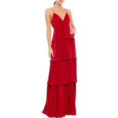 Mac Duggal Women's Leena Spaghetti Strap Ruffle Layered Maxi Dress - Red