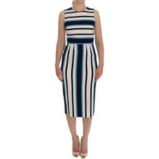 Midikjoler - Silke Dolce & Gabbana Striped Silk Stretch Sheath Dress