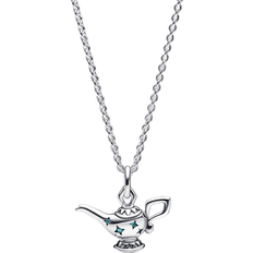 Turquoise Necklaces Pandora Disney Aladdin Magic Lamp Pendant Collier Necklace - Silver/Turquoise