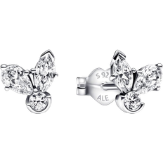 Sparkling Herbarium Cluster Stud Earrings - Silver/Transparent