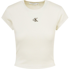 Calvin Klein Slim Cropped Ribbed T-shirt - White