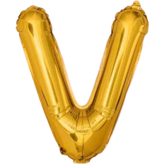 Ensfarvet Bogstavballoner Fiesta Letter Balloons V 35cm Gold