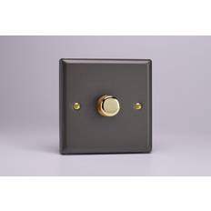 Dimmers Varilight JYP401V.SL Vogue Slate 1 Gang 2-Way Push-On/Off LED Dimmer 0-120W V-Pro