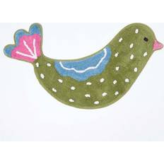 Rugs Kid's Room Homescapes Cotton Tufted Washable Green Bird Kids Rug