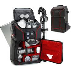 USA Gear Digital SLR Camera Backpack (Red) w/Padded Custom Dividers, Tripod Holder, Laptop Compartment, Rain Cover and Storage by for