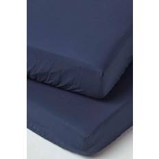 Navy Cotton Cot Bed Fitted Sheets 200 Thread Count, 2
