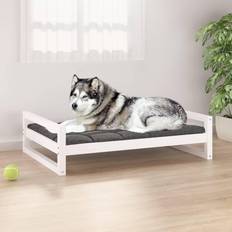 vidaXL Solid Pine Wood Dog Bed White Pet Sofa Puppy Dog Couch