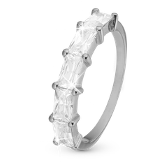 Baguette Finger Ring - Silver/Transparent