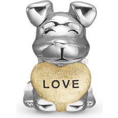 Unisex Charms & Vedhæng Christina Puppy Love Charms - Silver/Gold