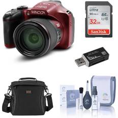 Bridge Cameras Minolta MN67Z 20MP Full HD Bridge Camera Red, Bundle With Accessory Kit