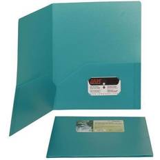 Jam Paper Plastic Two-Pocket School POP Folders, Teal, 6/Pack 382Eted