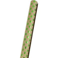 Party Supplies Jam Paper Green & Kraft Brown Polka Dot Gift Wrap MichaelsÂ Green One Size