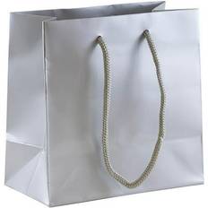 Gift Bags Jam Paper Silver Glossy Gift Bags 6 1/2 x 6 1/2 x 3 1/2 3/Pack