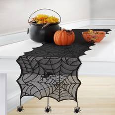 Halloween Table Cloths Elrene Crawling Halloween Spider Lace Table Runner Black