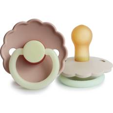 Daisy Night Natural Rubber Baby Pacifier Made in Denmark BPA-Free (0-6 Months) 2-Pack