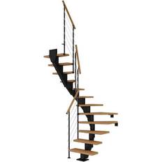 Træ Svingstrapper Dolle Frankfurt Halvsving Sort-STYLE 6-Olieret Eg-65-11 Lodret Højde Op Til 258 cm