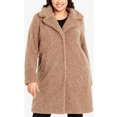 Evans Outerwear Evans COAT TEDDY Neutral Neutral