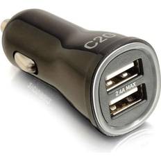 Batteries & Chargers C2G 21070 Smart 2-Port USB Car Charger, 2.4A Output