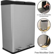 Bathroom Accessories MonsterShop Silver Large Double Pedal Bin