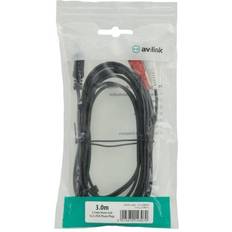 112.108uk Audio Cable 2 X Black,red,white Stereo Plug To Two Plugs Leads