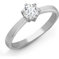 Engagement Rings - White Jewelco London Claw Set Round Engagement Ring - White Gold/Diamond